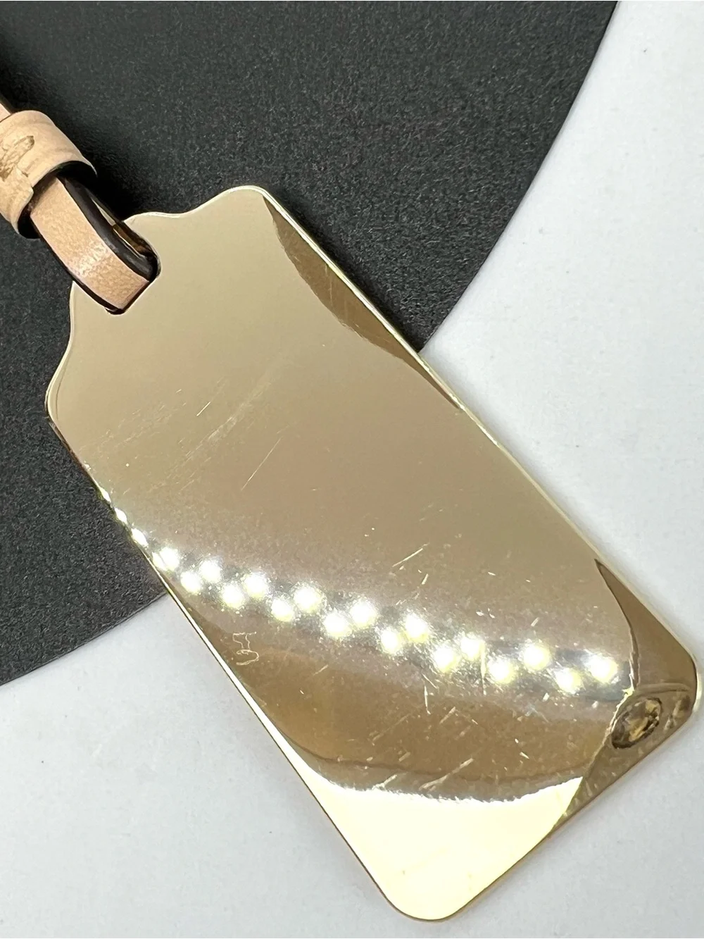 Coach Polished Gold Metal Large Logo Bag Hangtag Replacement Charm Tan Strap